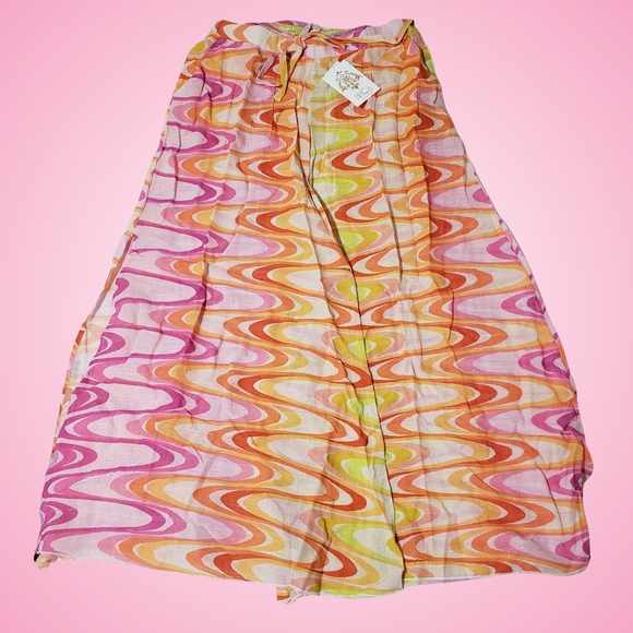 Becca Whirlpool Chiffon Cover-Up Pants Metallic Large Pink Beach Vacation NWT - Picture 1 of 6